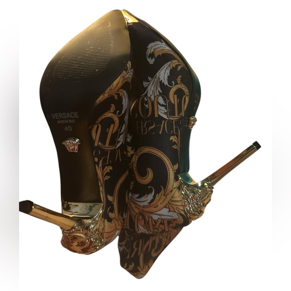 Versace Jeans Couture Scarlett ankle boots black and gold baroque print size 40 - Picture 9 of 12